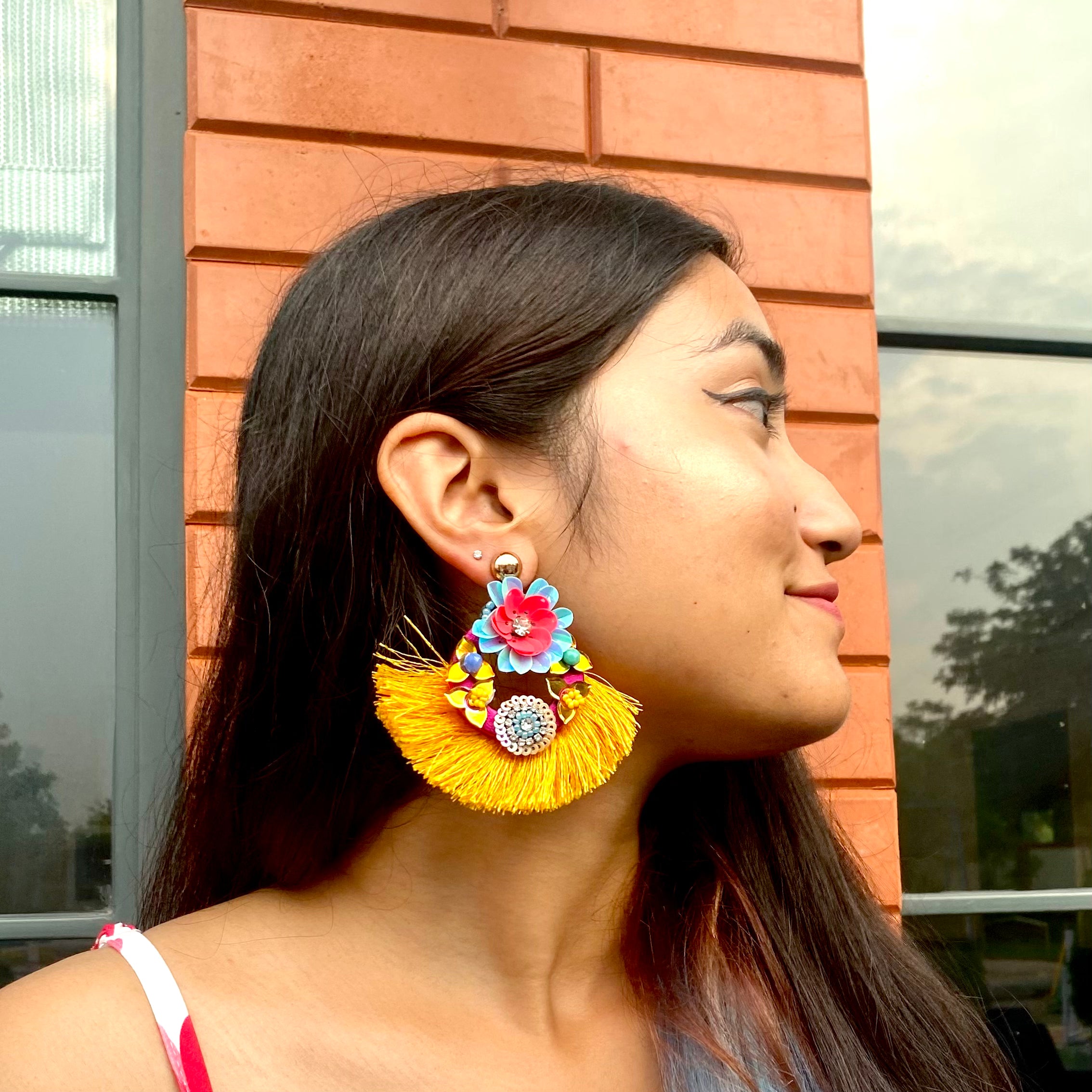 Forget-Me-Not Tassel Earrings