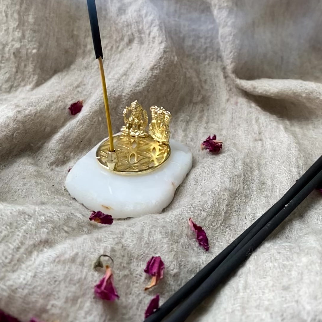 Ganesha Lakshmi Marble Incense Stand