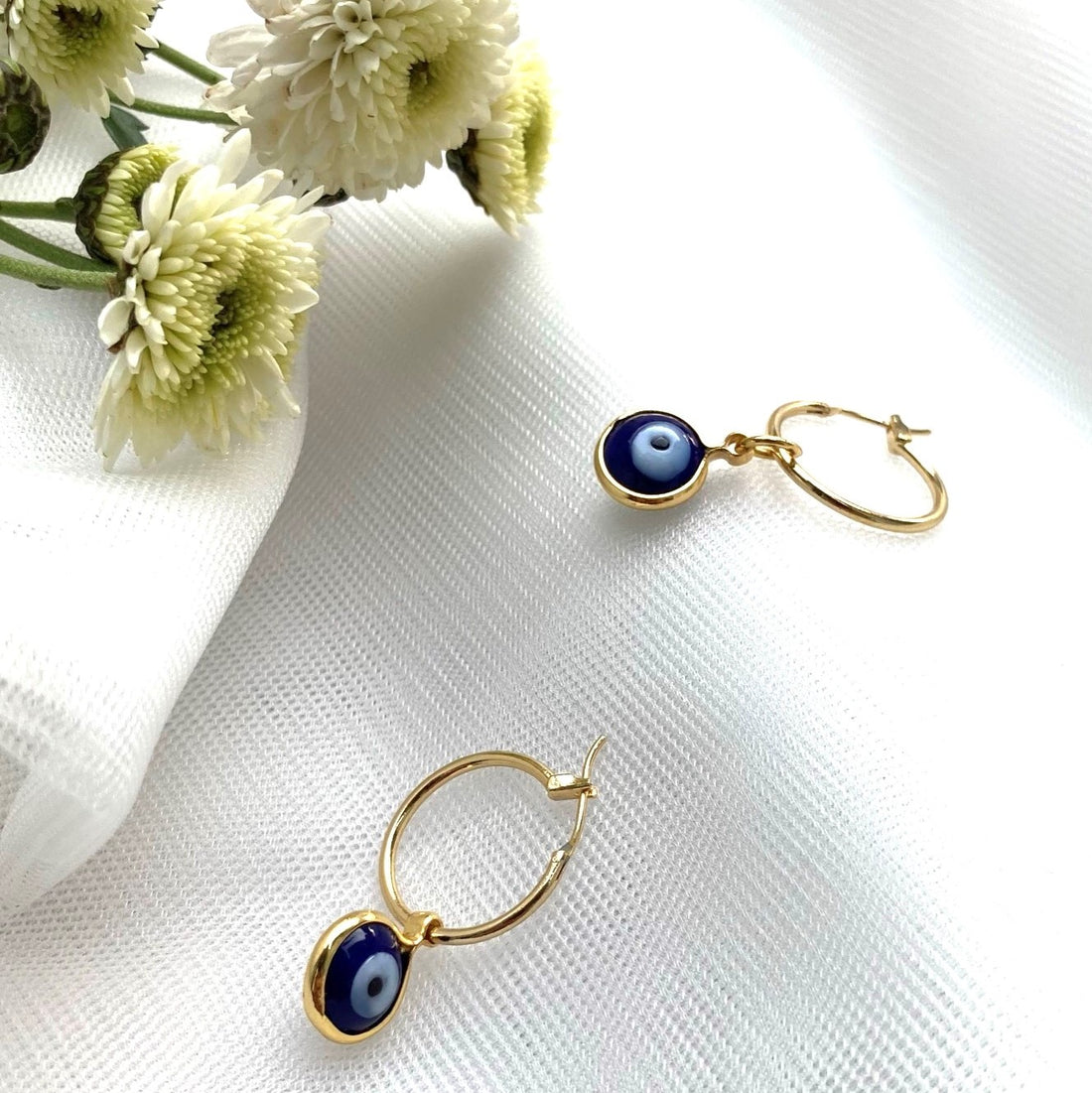 Evil eye drop earrings