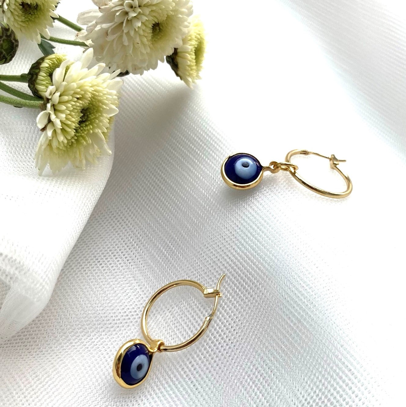 Evil eye drop earrings