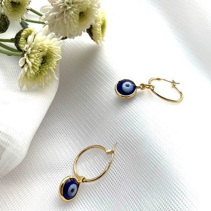 Evil eye drop earrings