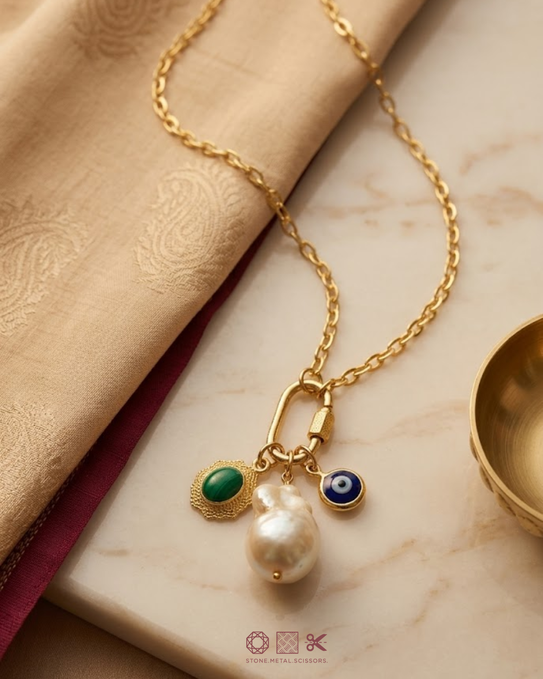 White Opal Charm Necklace