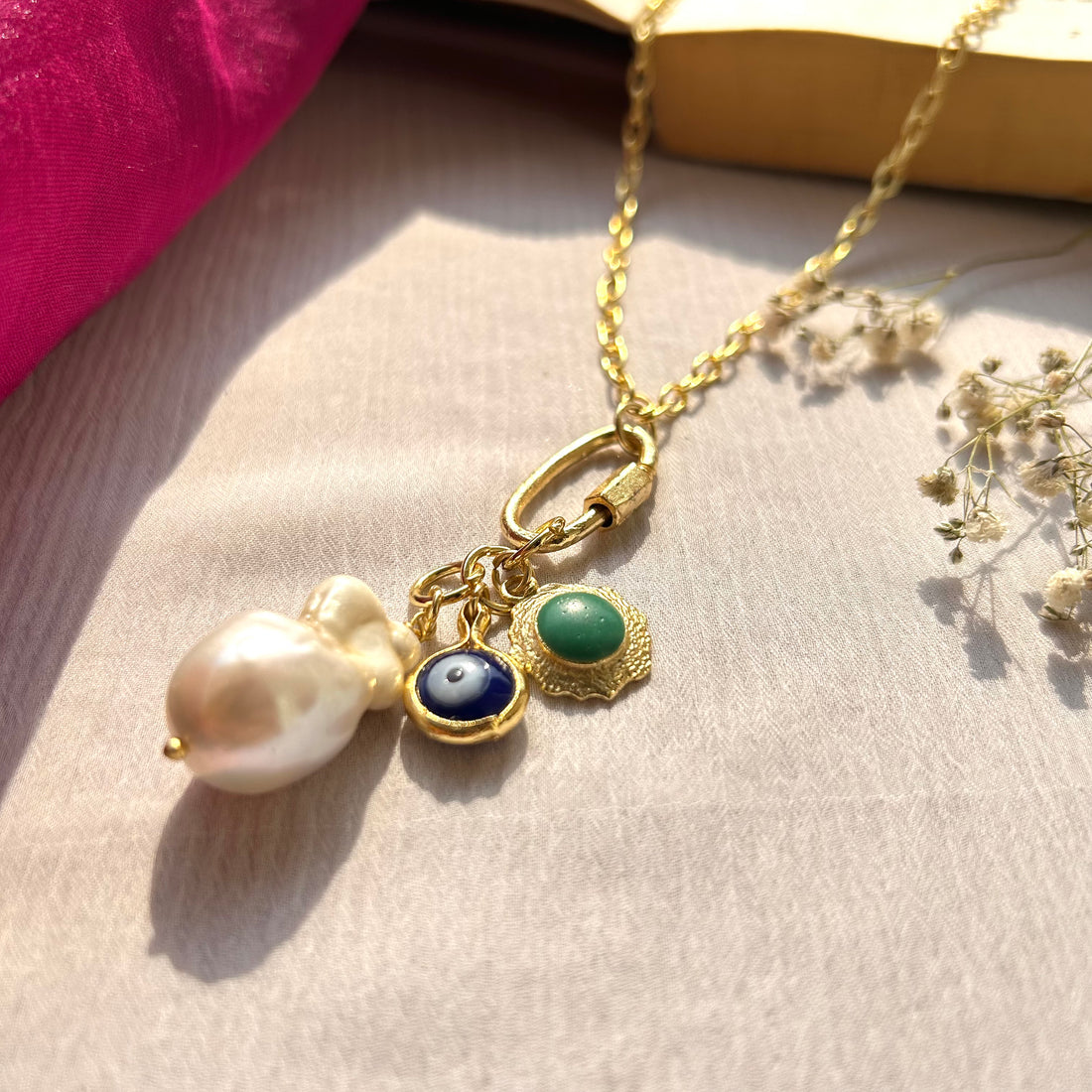 White Opal Charm Necklace